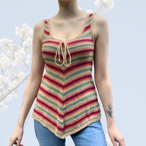 Heart n Crush striped multicolored crochet tank top S